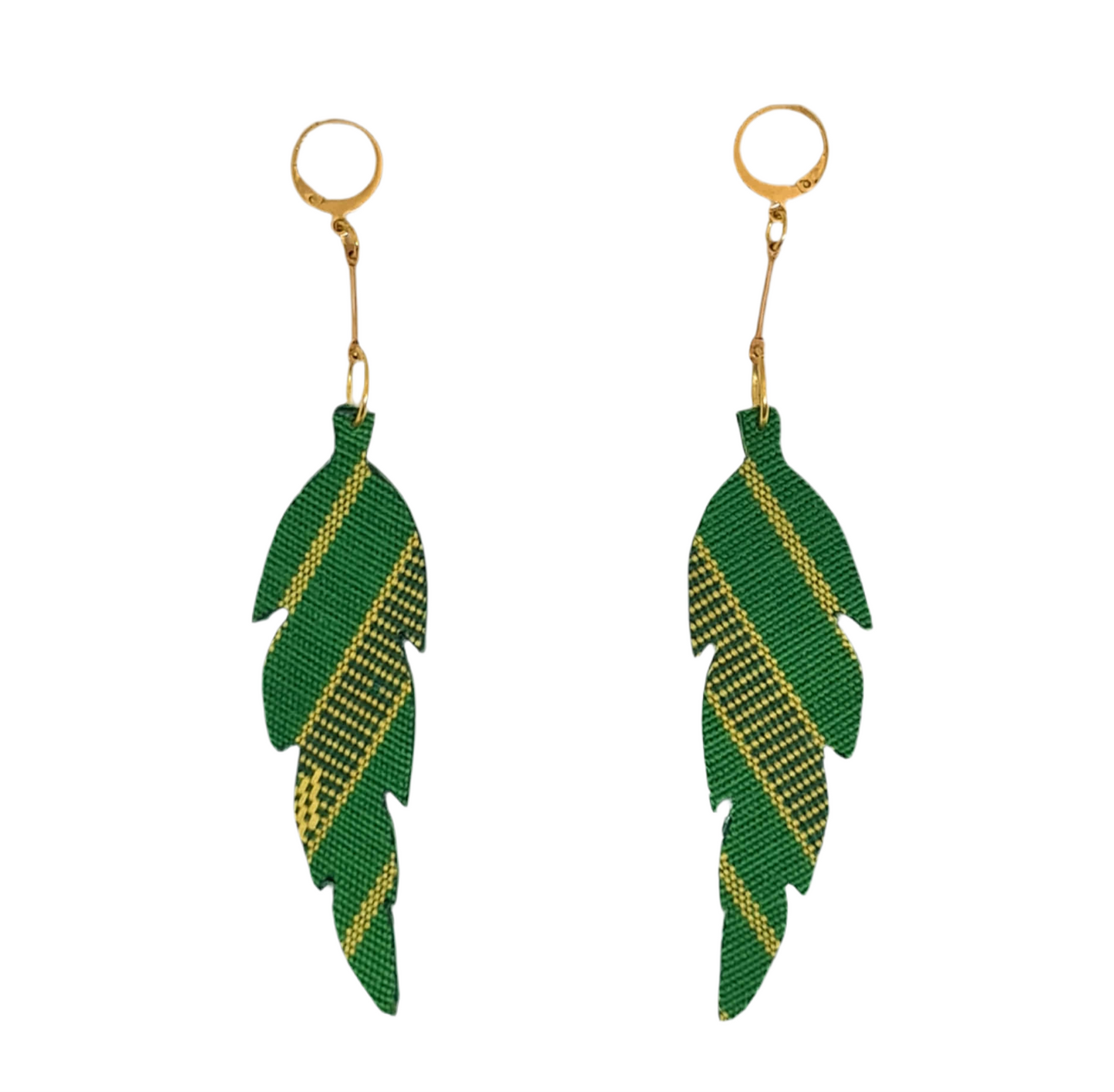 Woven Earrings Leaf Long_001