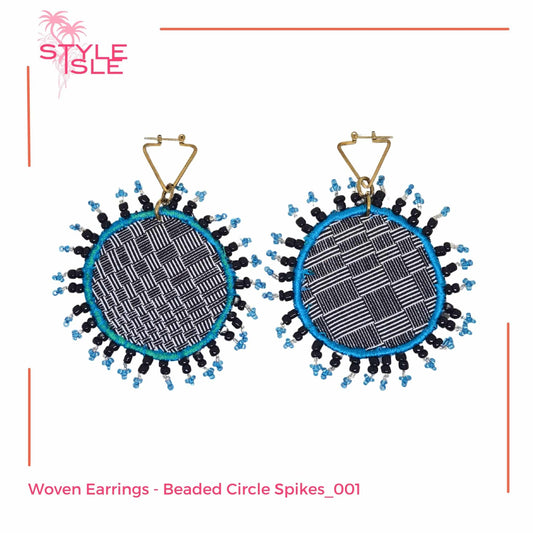 Woven Earrings - Beaded Circle Spikes_001