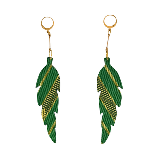 Woven Earrings Leaf Long_001