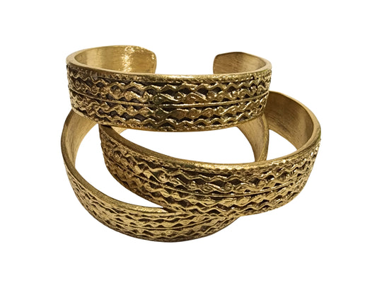 Brass bangle t'boli geometric trio